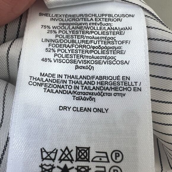 Brook Brothers Gingham Sleeveless Sheath Dress Sz 8 Wool Blend Fuzzy Navy Ivory - Picture 7 of 7